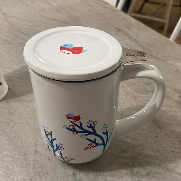 David’s Tea The Nordic Mug White Berries Bird 10 oz thermos and 16 oz mug - Picture 3 of 11